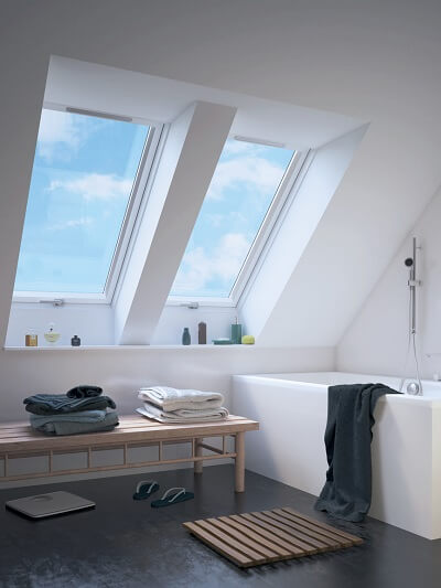 Bathroom with large rooflights